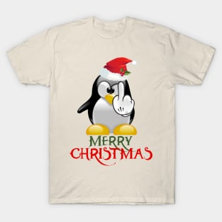 Merry Christmas Irreverent Angry Penguin T-Shirt